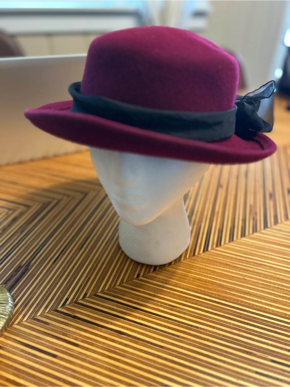 Vintage Arlin Women's 100% Wool Bow Trim Fedora Madeline Church Hat Fascinator